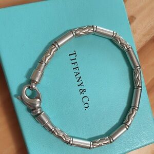 Tiffany & Co. Sterling Silver Aztec Etched Zig Zag bracelet